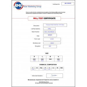 AMG G70 Chain & Fittings | Product Certificates