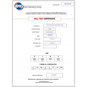 AMG Marine Chain & Fittings Certificates | Product Certificates