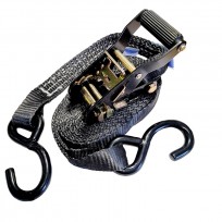 Tiedown - 25mm Black 5.5M 0.4T L/C c/w S.Hooks | Tie Downs