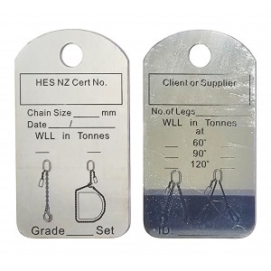 HES SS Lifting Chain Set Rating ID Tag | Tags & Product Inspection